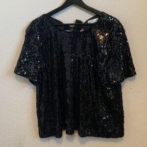 Nine West Sequin Black Top Size XL